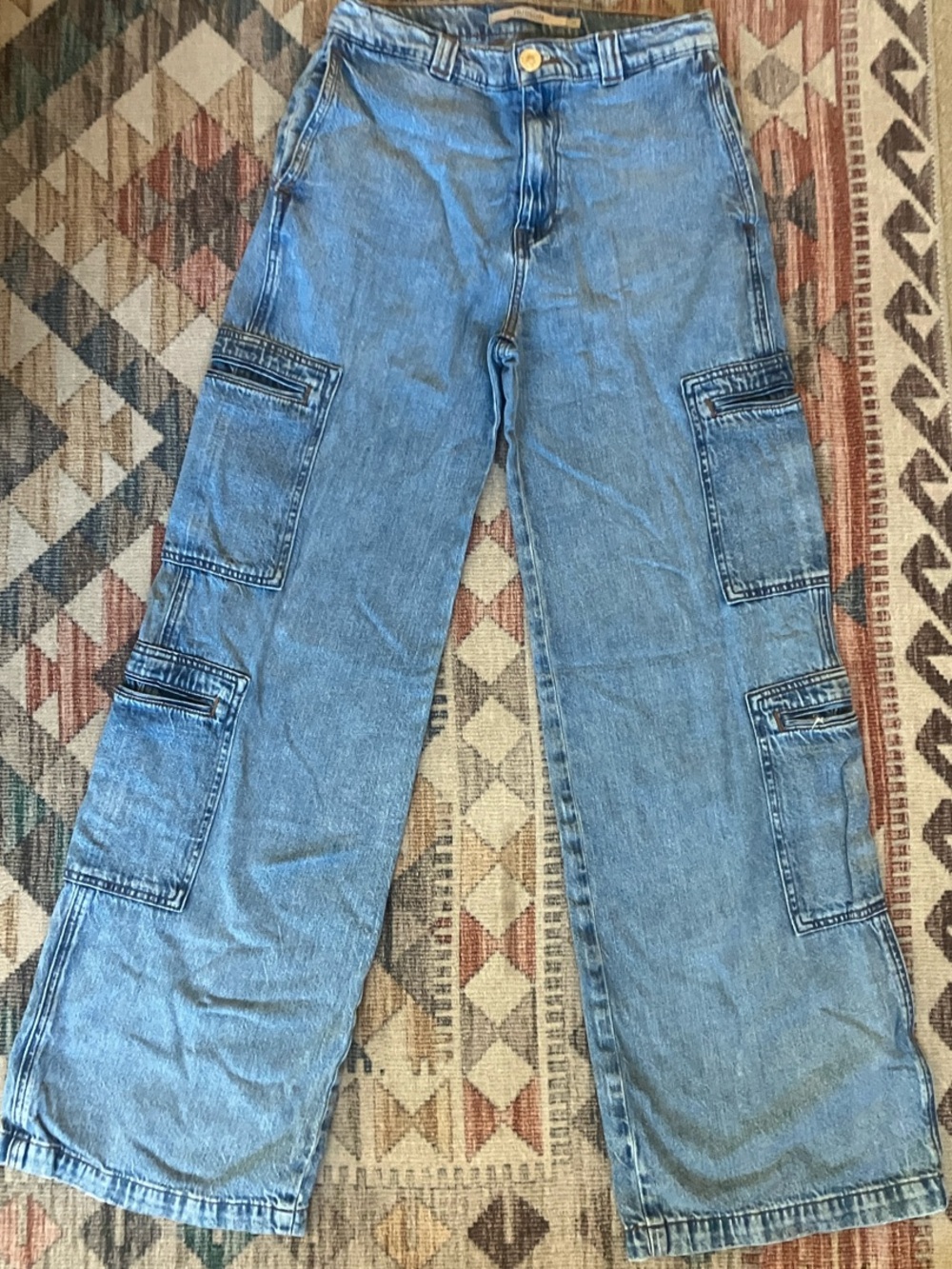 Hudson Jeans Light Blue Wide Leg Cargo Jeans